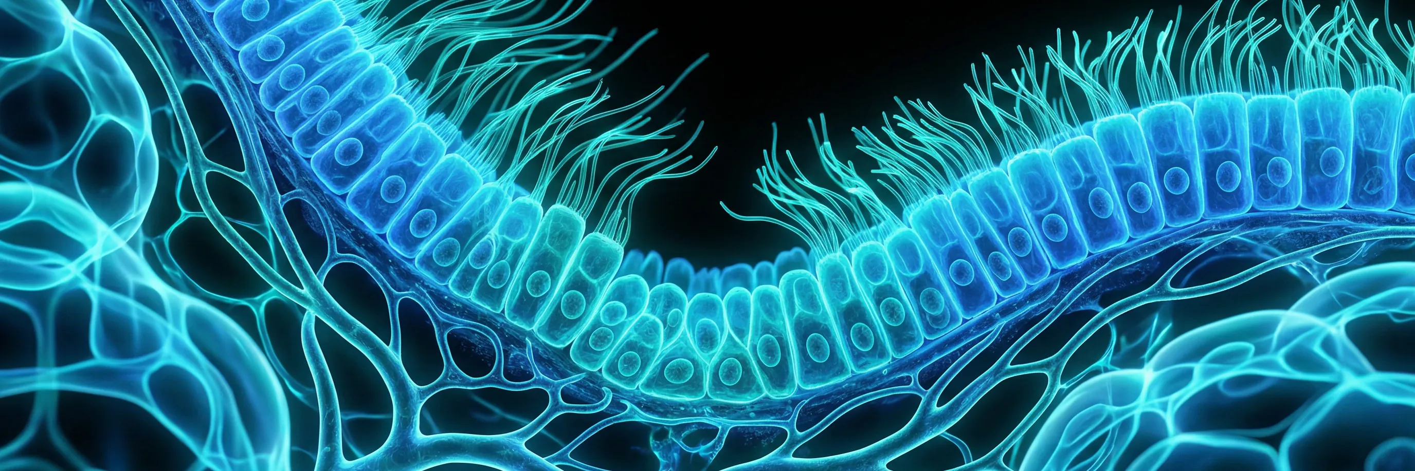 Turning point phase visualization — tissue repair in cool blue