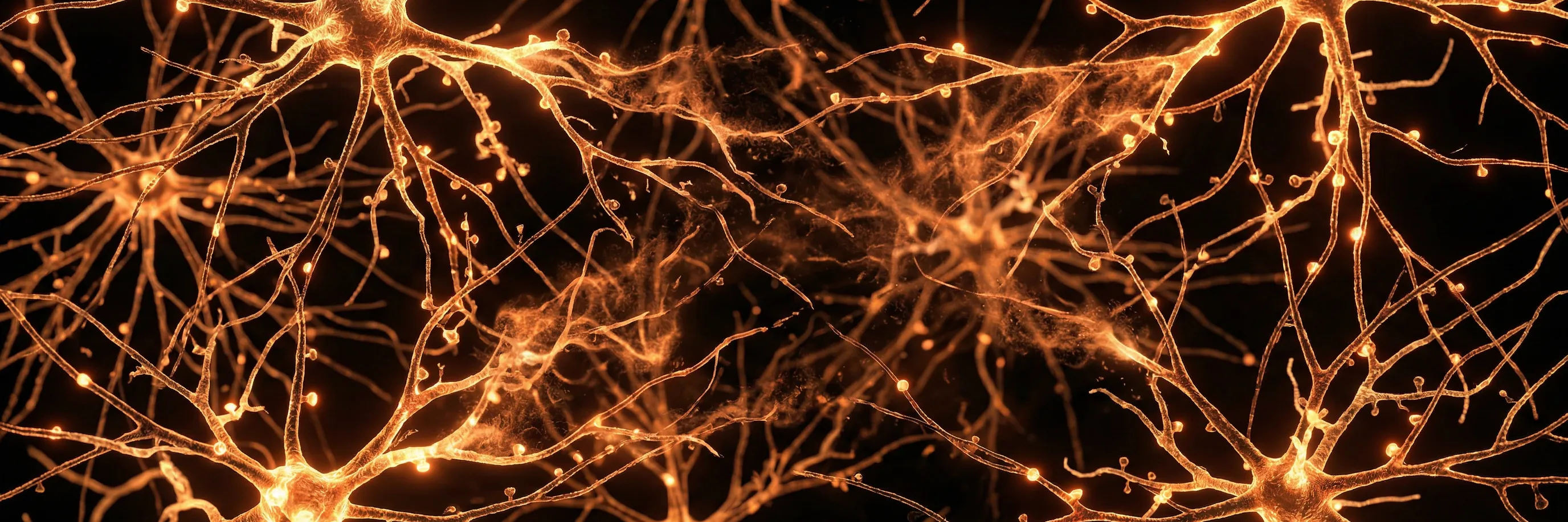 Peak withdrawal phase visualization — brain receptors pruning in amber